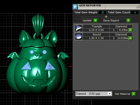 Pumpkin Bat Cat Pendant 3D Model