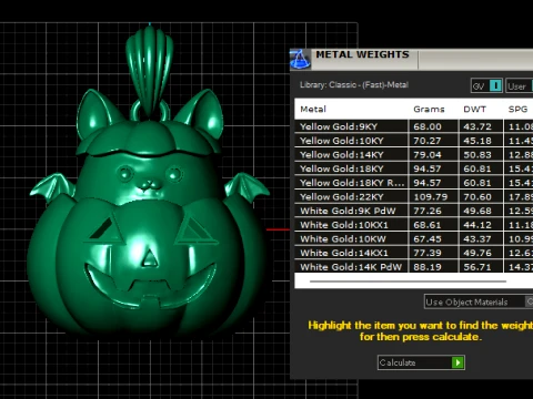 Pumpkin Bat Cat Pendant 3D Model
