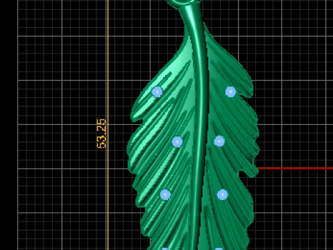 Gemstone Feather Pendant 3D Model