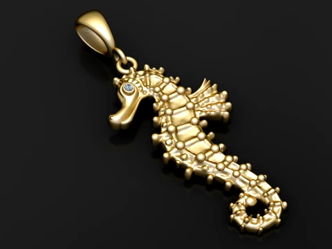 Seahorse Gemstone Pendant 3D Model