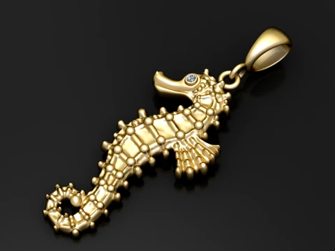 Seahorse Gemstone Pendant 3D Model