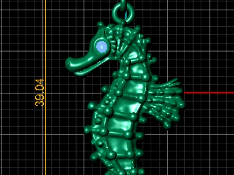 Seahorse Gemstone Pendant 3D Model