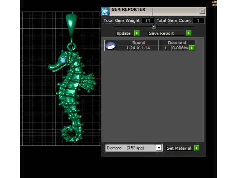 Seahorse Gemstone Pendant 3D Model