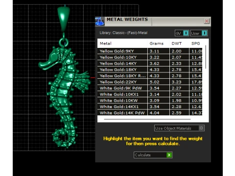 Seahorse Gemstone Pendant 3D Model