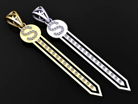 Dollar Sign Gemstone Pendant 3D Modell