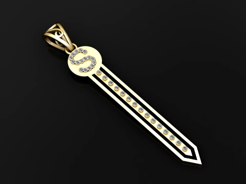 Dollar Sign Gemstone Pendant 3D Model