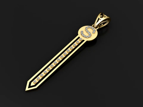 Dollar Sign Gemstone Pendant 3D Model