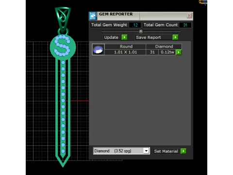 Dollar Sign Gemstone Pendant 3D Model