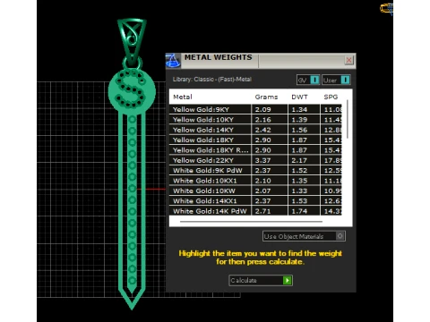 Dollar Sign Gemstone Pendant 3D Model
