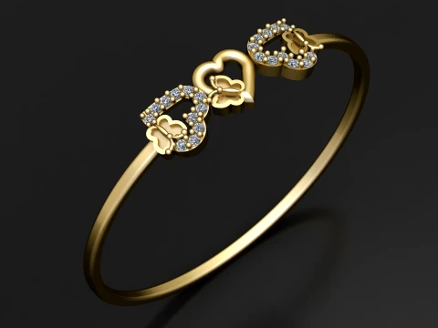 Butterfly Heart Bangle 3D Model