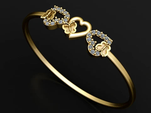 Butterfly Heart Bangle 3D Model