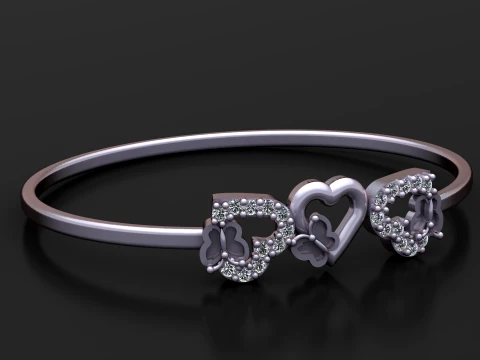Butterfly Heart Bangle 3D Model