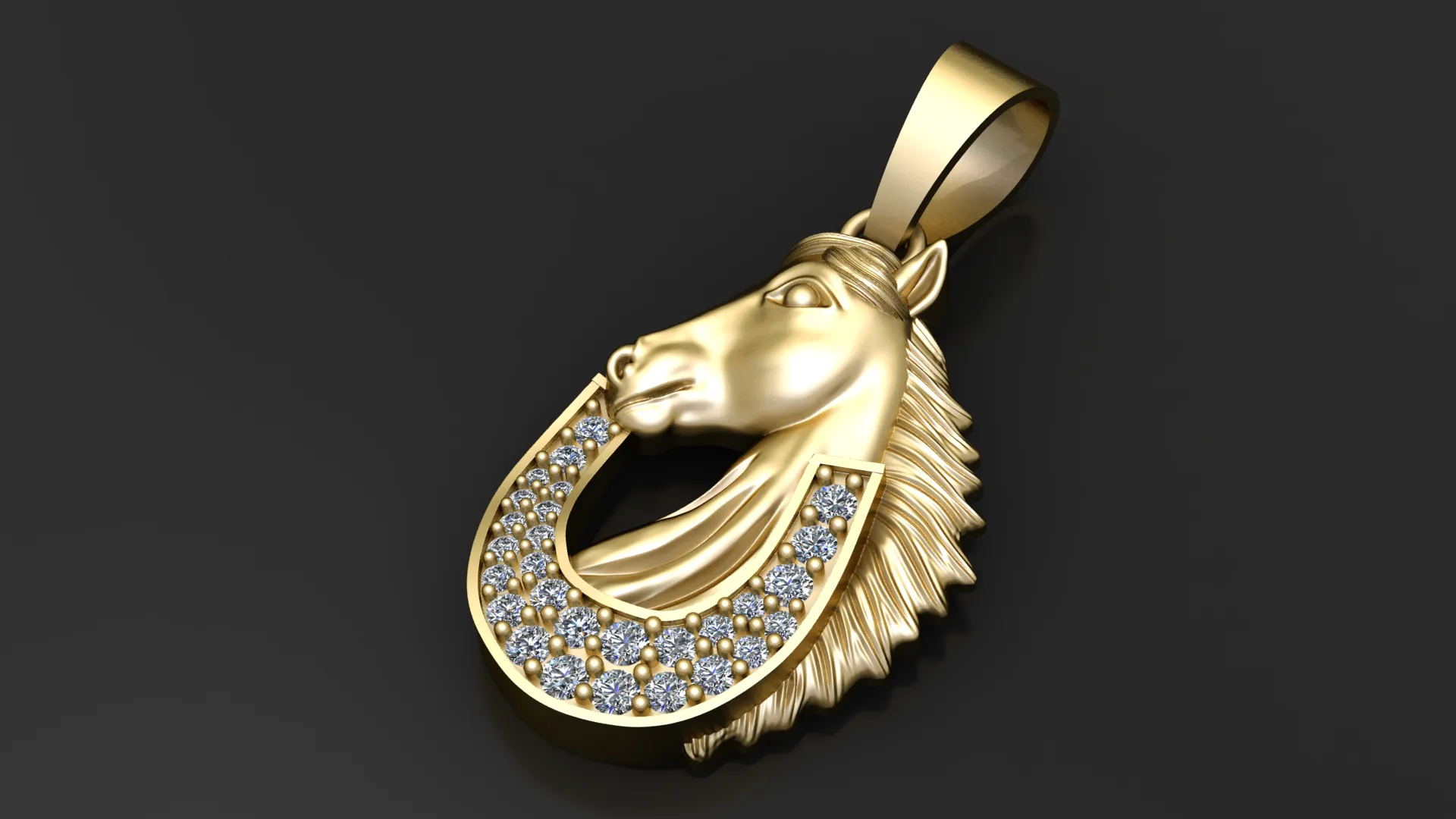 Gemstone Horse Pendant 3D Model .c4d .max .obj .3ds .fbx .stl .blend 