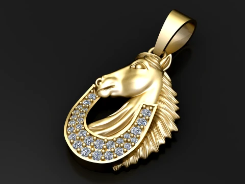 Gemstone Horse Pendant 3D Modell