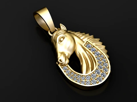 Gemstone Horse Pendant 3D Model