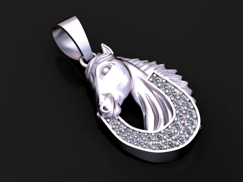 Gemstone Horse Pendant 3D Model