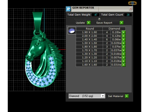 Gemstone Horse Pendant 3D Model