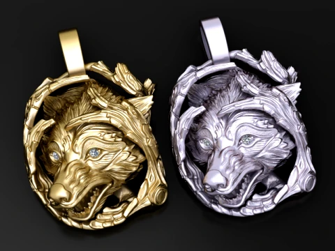 Wolf Forest Pendant 3D Model