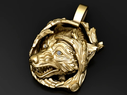 Wolf Forest Pendant 3D Model
