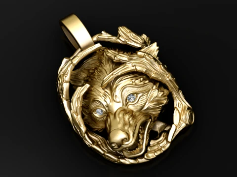 Wolf Forest Pendant 3D Model