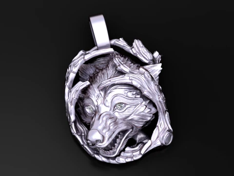 Wolf Forest Pendant 3D Model