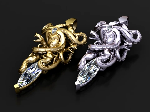 Medusa Gemstone Pendant 3D Modell