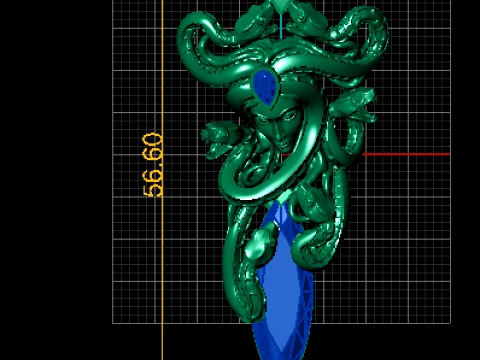 Medusa Gemstone Pendant 3D Model