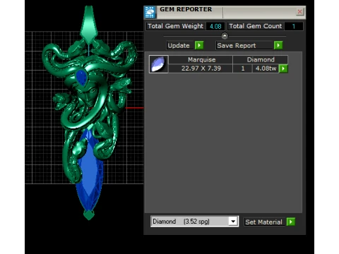 Medusa Gemstone Pendant 3D Model