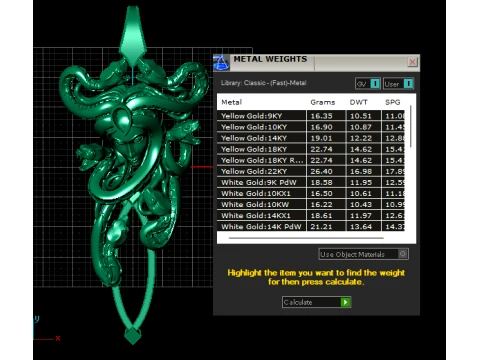 Medusa Gemstone Pendant 3D Model