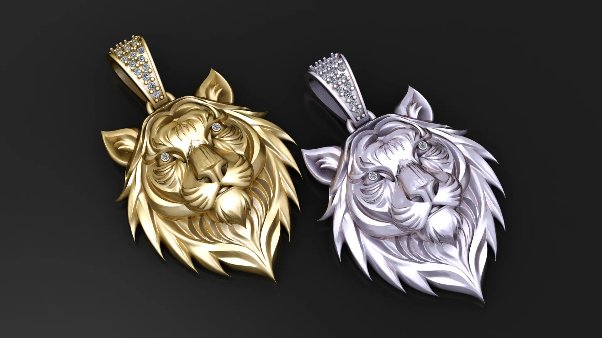 Majestic Lion Pendant 3D Model .c4d .max .obj .3ds .fbx .stl .blend 