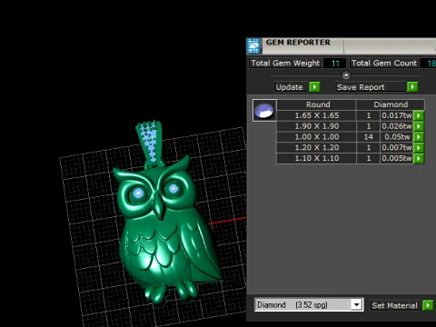 Gemstone Owl Pendant 3D Model