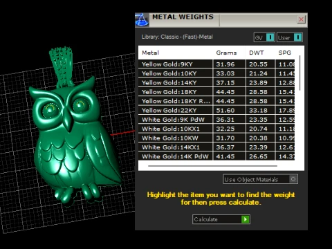 Gemstone Owl Pendant 3D Model