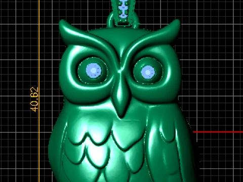 Gemstone Owl Pendant 3D Model