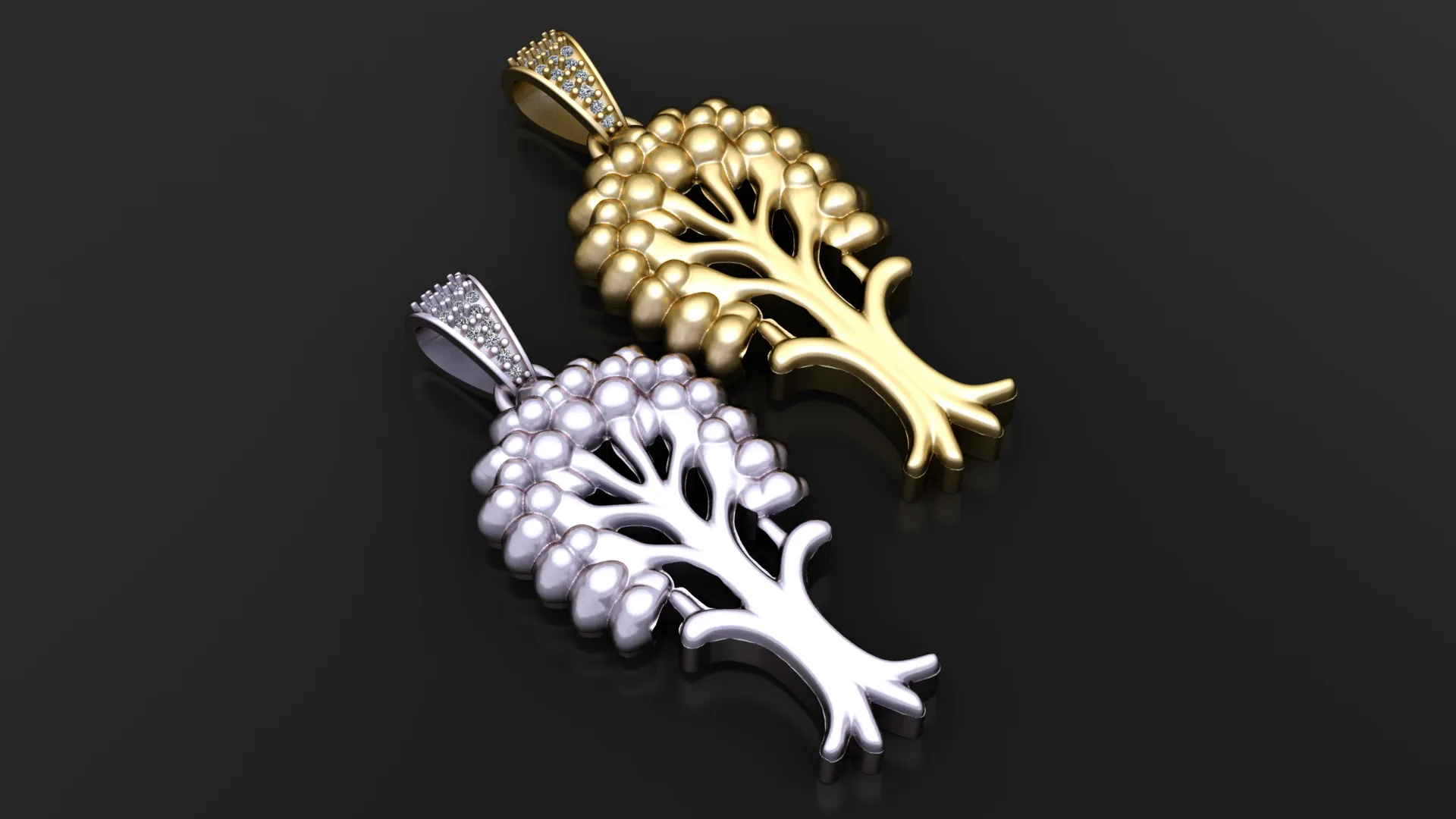 Tree of Life Pendant 3D Model .c4d .max .obj .3ds .fbx .stl .blend 