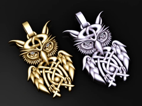 Celtic Owl Pendant 3D Model