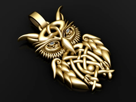 Celtic Owl Pendant 3D Model