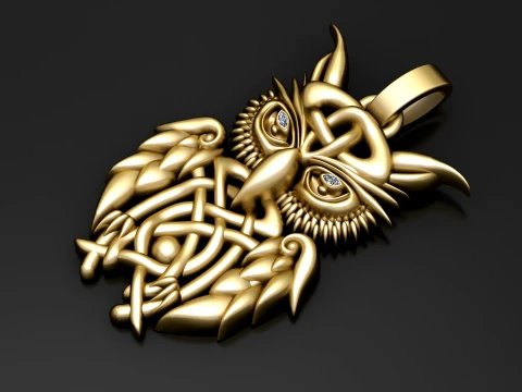 Celtic Owl Pendant 3D Model