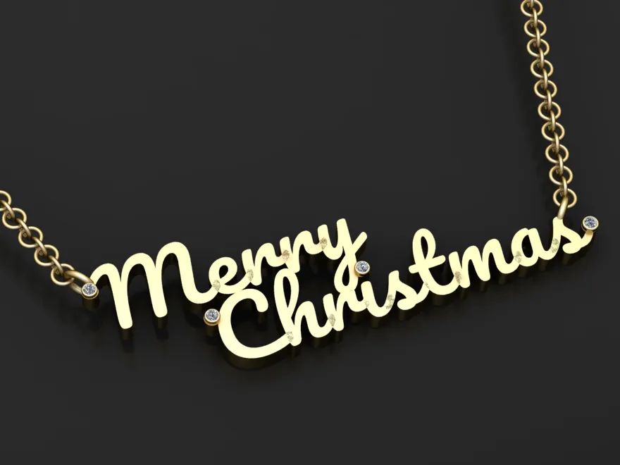 Merry Christmas Necklace 3D Model .c4d .max .obj .3ds .fbx .stl .blend 