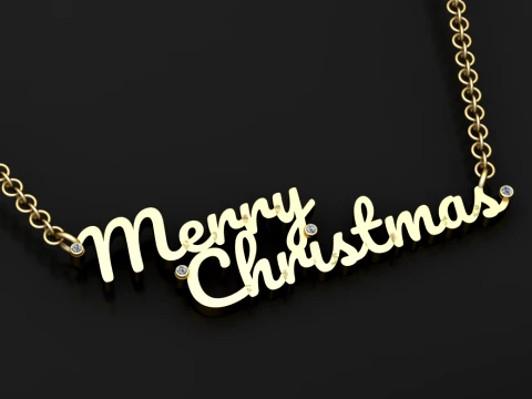 Merry Christmas Necklace 3D Model