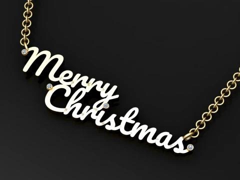 Merry Christmas Necklace 3D Model