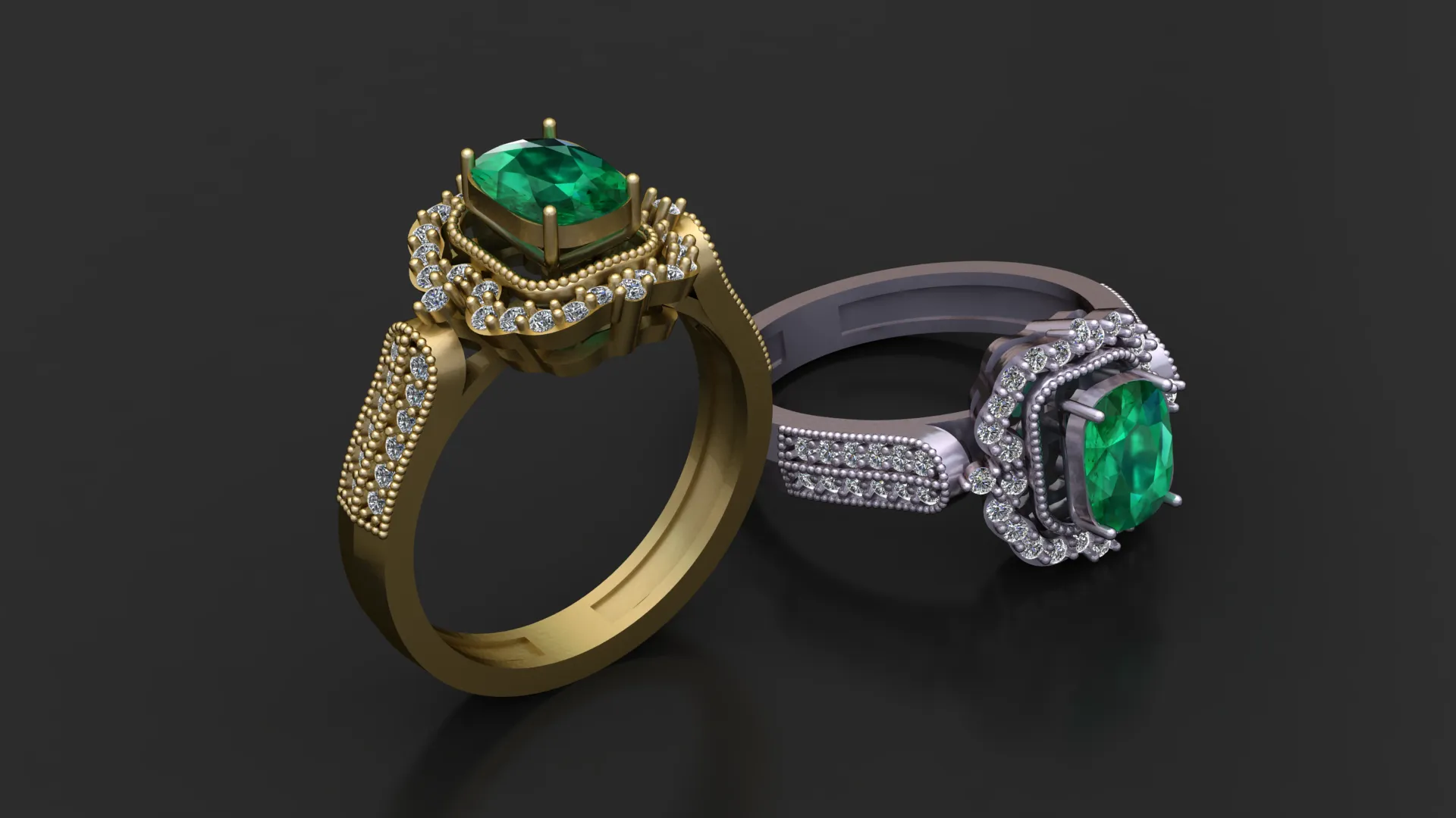 Emerald Halo Ring 3D Model .c4d .max .obj .3ds .fbx .stl .blend 