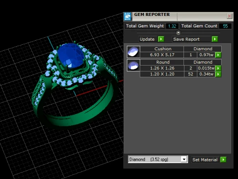 Emerald Halo Ring 3D Model