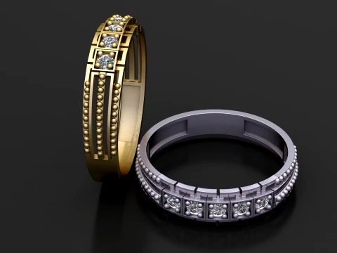 Geometric Diamond Band Ring Modelo 3D