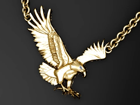 Flying Eagle Gold Necklace 3D Model