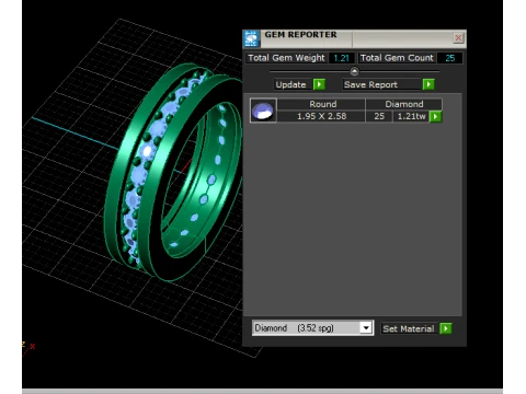 Double Row Diamond Gold Band Ring 3D Model