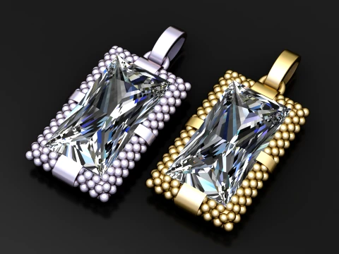 Princess Cut Diamond Pendant 3D Modell