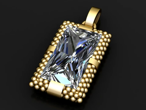 Princess Cut Diamond Pendant 3D Model