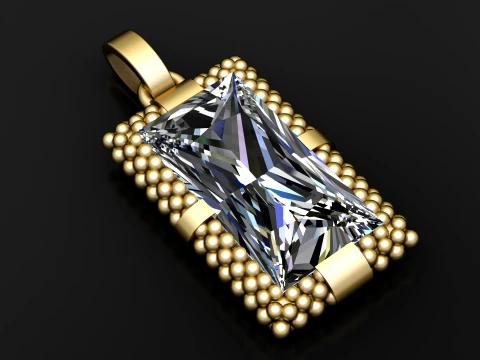 Princess Cut Diamond Pendant 3D Model