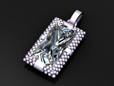 Princess Cut Diamond Pendant 3D Model