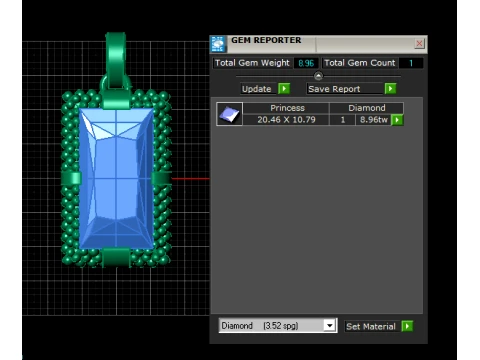 Princess Cut Diamond Pendant 3D Model